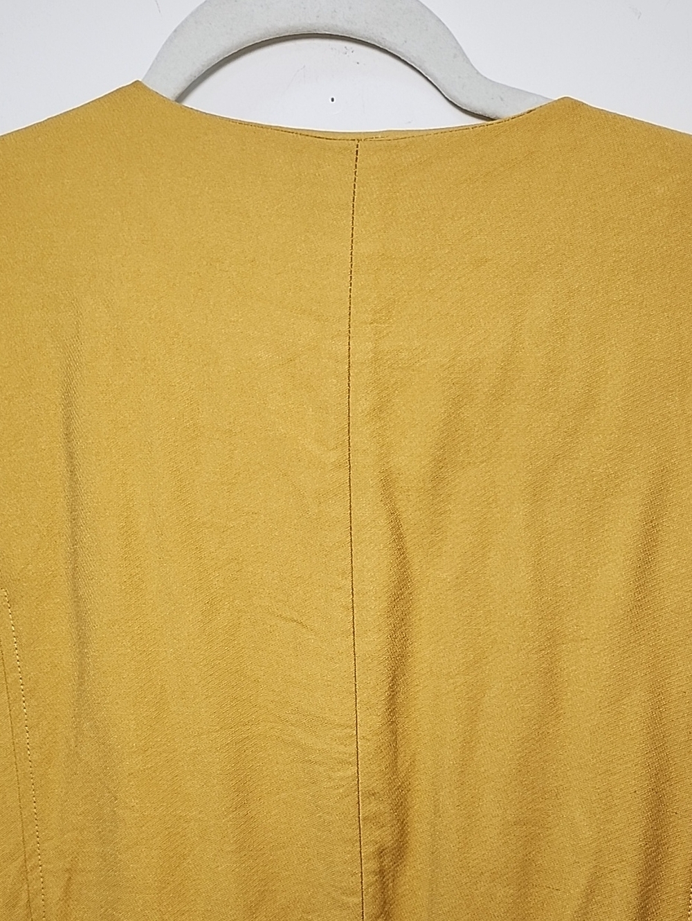 FRNCH PARIS Mustard Yellow Long Sleeve Open Front Blazer Black Tie Size S/M - Picture 14 of 16